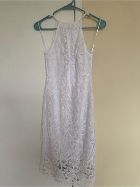 Guess White Lace Halter Midi Dress